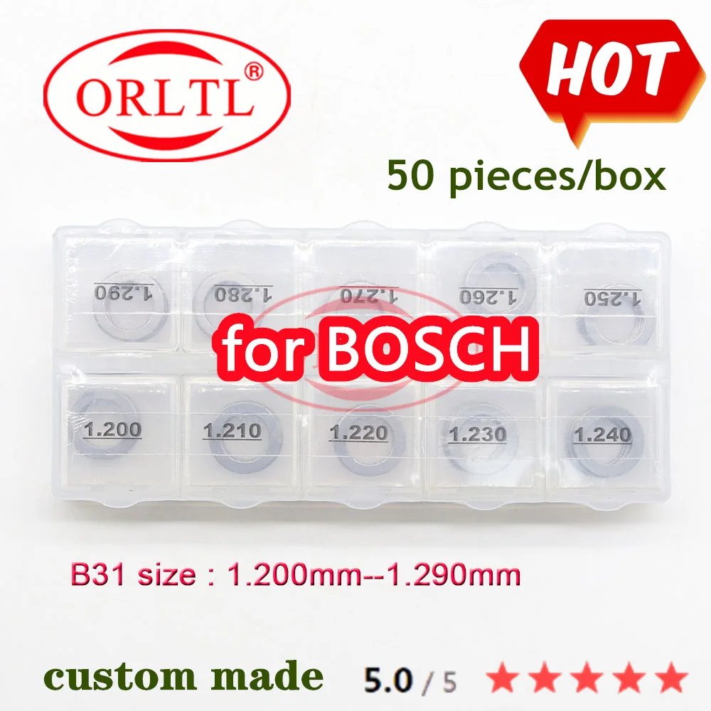 

ORLTL B31 Diesel Injector Washer Size: 1.20mm-1.29mm Common Rail Diesel Injector Shims Set FOR BOSCH 50PCS/BOX