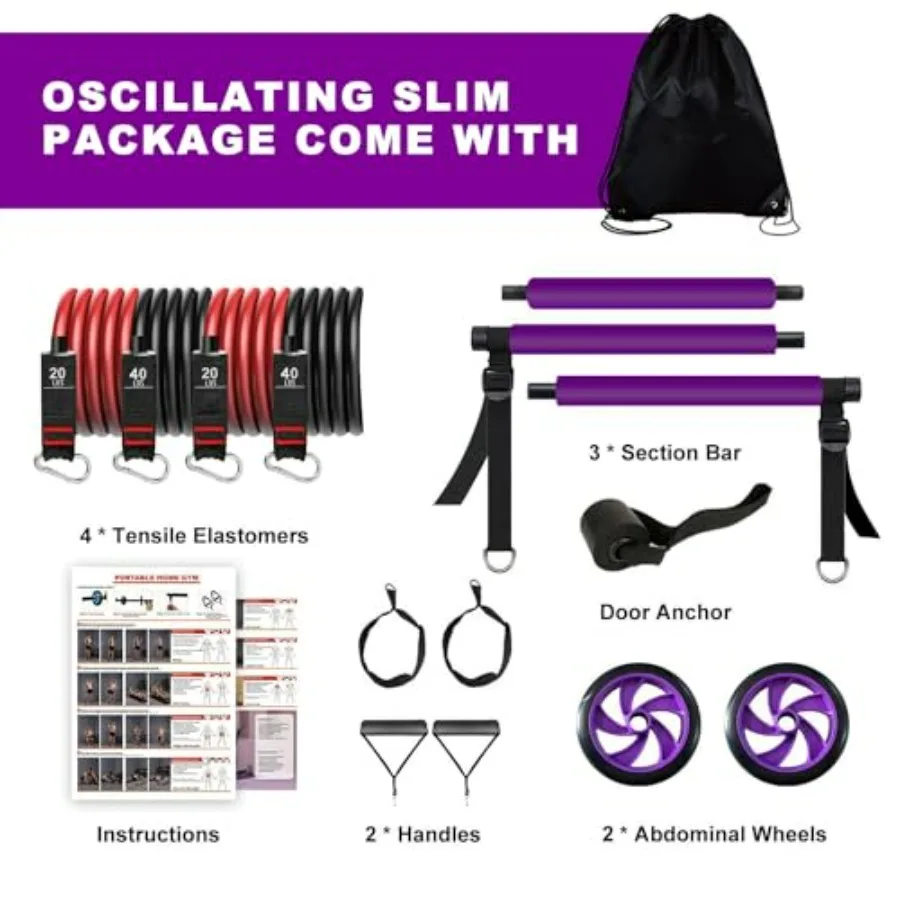 ltimate Twister Arm Trainer Pilates bar kit Multiple Fitness bar with Resistance Bands,Adjustable Chest Workout Equipment Portab