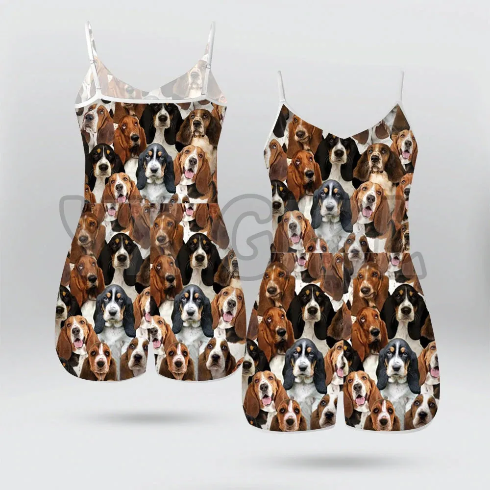YX GIRL A Bunch Of Basset Jumpsuit For Ladies Soft Breathable 3D All Over Printed Rompers Summer Women's Bohemia Clothes