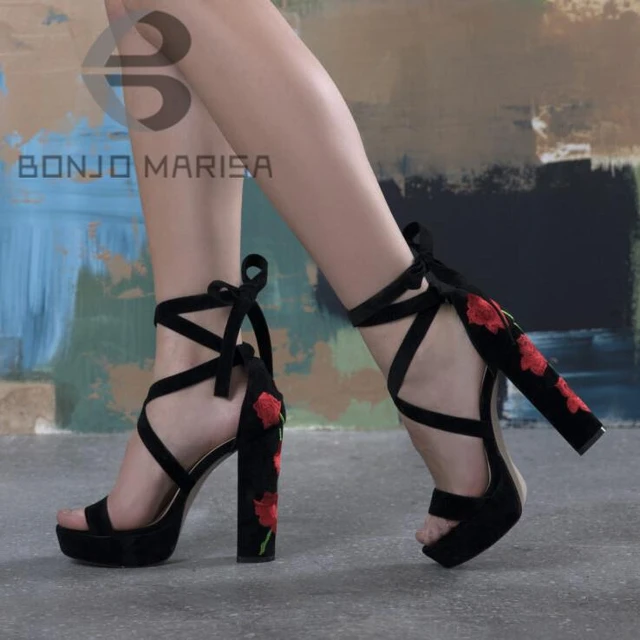 Platform Sandals Men's Straps Red Chunky Heels Drag Queen LGBTQ Lady Shoes  40-50 | eBay