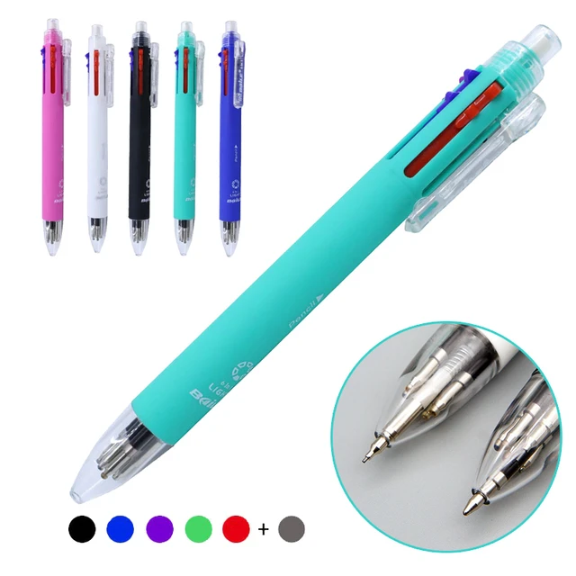 Stylo multifonction 6 en 1, 5 pièces/lot, avec recharge de stylo à