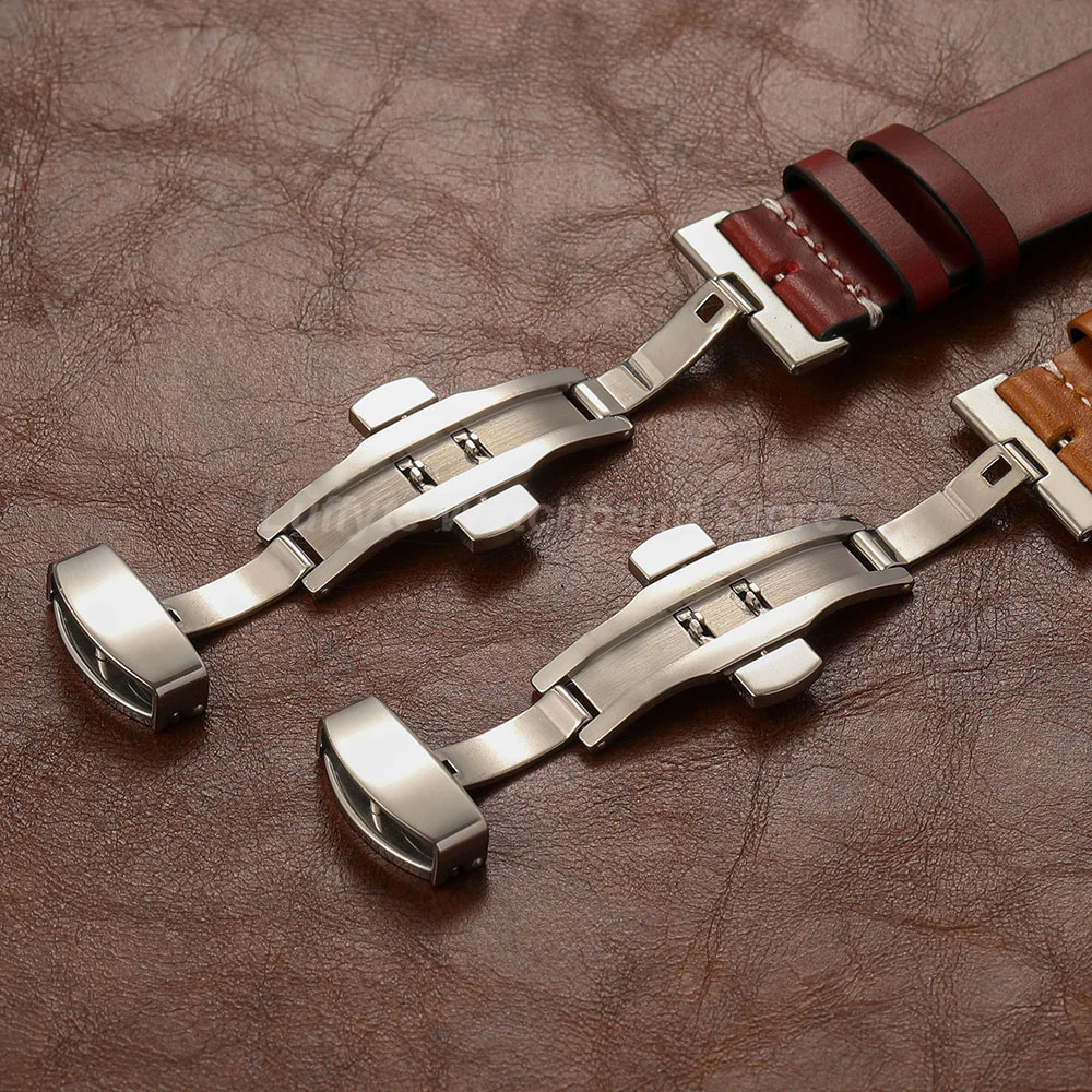 Men's Premium Oil Wax Leather Watch Band with Butterfly Buckle & Quick Release