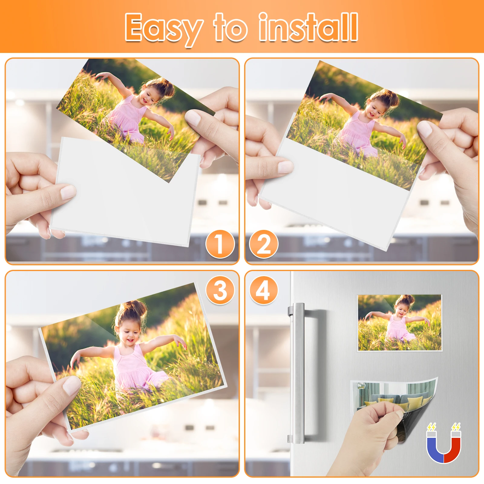 12Pcs Magnetic Picture Frames 4x6In Magnetic Photo Pocket with White Border Reusable Sign Holder Clear PVC Magnetic Photo Frame