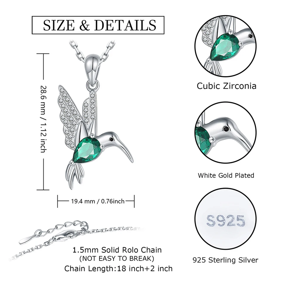 SLIACETE Sterling Silver Hummingbird Charm - 925 Silver With Cubic Zirconia, Dangle For Bracelets - View #9