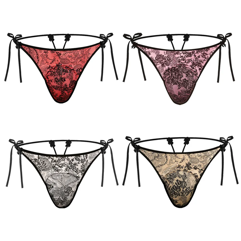 

Мужское нижнее белье с цветочной вышивкой, на шнуровке