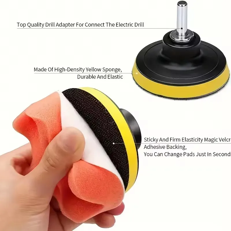 3-7Inch Car Polishing Sponges Kit Detailing Brushes Car Headlight Restoration Polish Pad Abrasive Disc Sponge Foam Pads Polisher 5