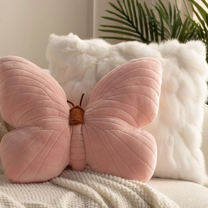 Cute Pink Butterfly Throw Pillow Plush Soft Stuffed Cushion Lifelike Butterfly Throw Pillow Home Couch Living Room Bed Decor 3