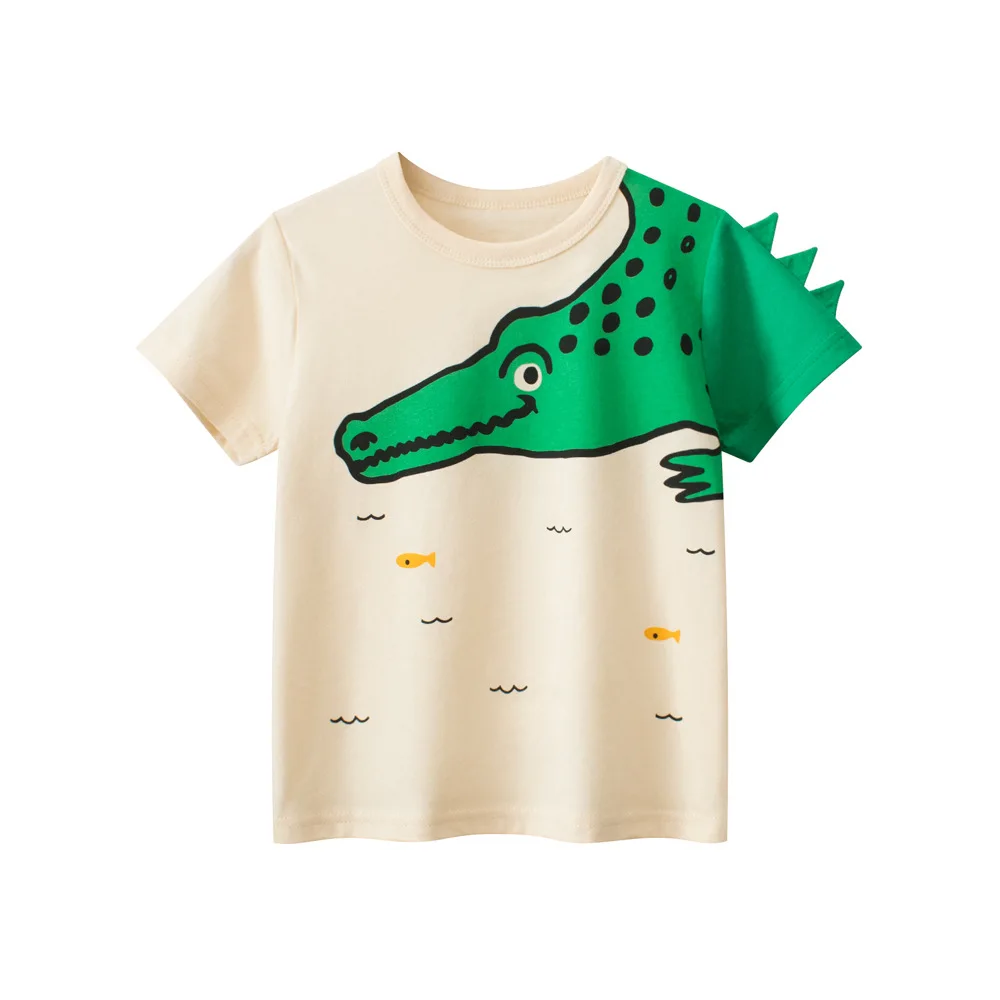 2024 Children 3D Cartoon Short T-Shirts Clothes for Boy 100% Cotton Short Sleeve Dinosaurs Cute Kids Casual Sport Top Tees 5