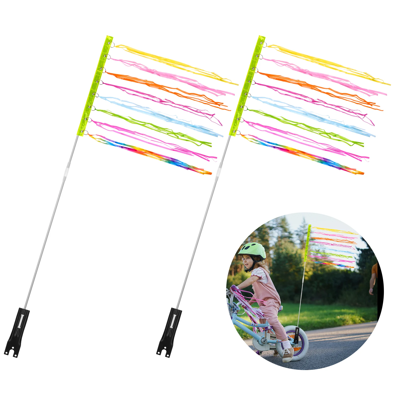 Upgraded Bike Safety Flag (12''x16'') And Adjustable Height Pole Made Of Sturdy Fiberglass 6ft Bike Flag With Pole For Safety