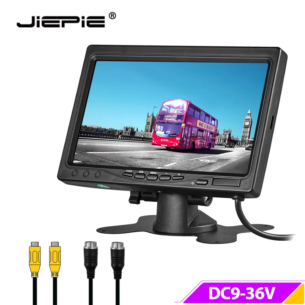 Car Display Monitor Display Car Parking Monitor Universal 7 inch Car Monitor 9-36V Stand Reverse Camera Dash Monitor 2 Way Video Input for Car Parking/Reversing/CCTV System