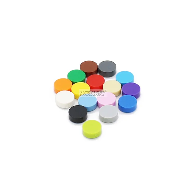 MARUMINE Flat Tile 1x1 Round 98138 Tiles 300PCS Roof Accessories Parts Plate Sets Breadboard Building Bricks MOC Blocks 6