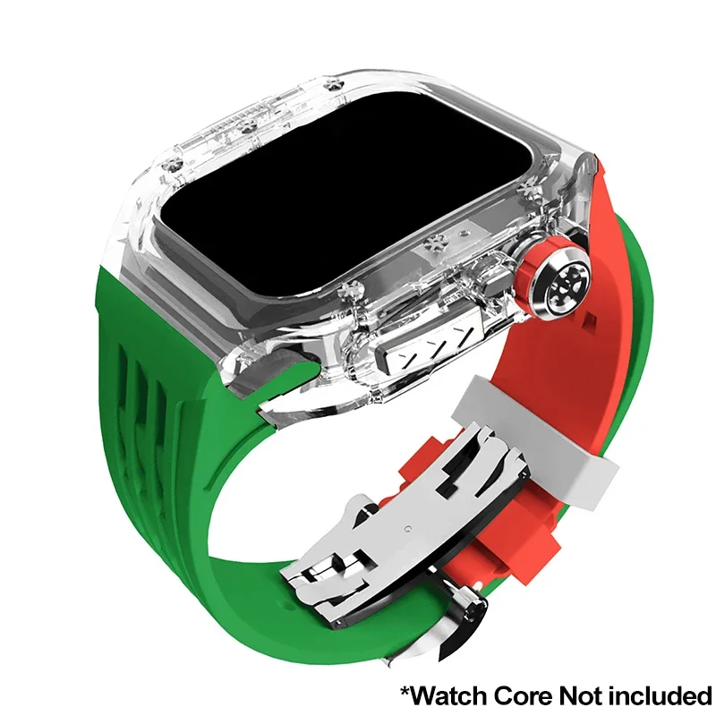 Elegant Enhancement Kit: Transparent Case & Rubber Strap