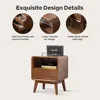 Solid Wood Nightstand Set of 2, Walnut Night Stand with 2 Drawers and Open Storage, Nightstand 3