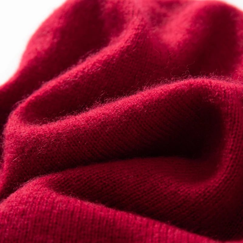 MERRILAMB Beanie-Mütze aus 100 % Kaschmir für Damen und Herren, Winter, hochwertig, für den Außenbereich, dick, warm, 2-lagig, gestrickt, lässig, solide Mützen – Detail 14