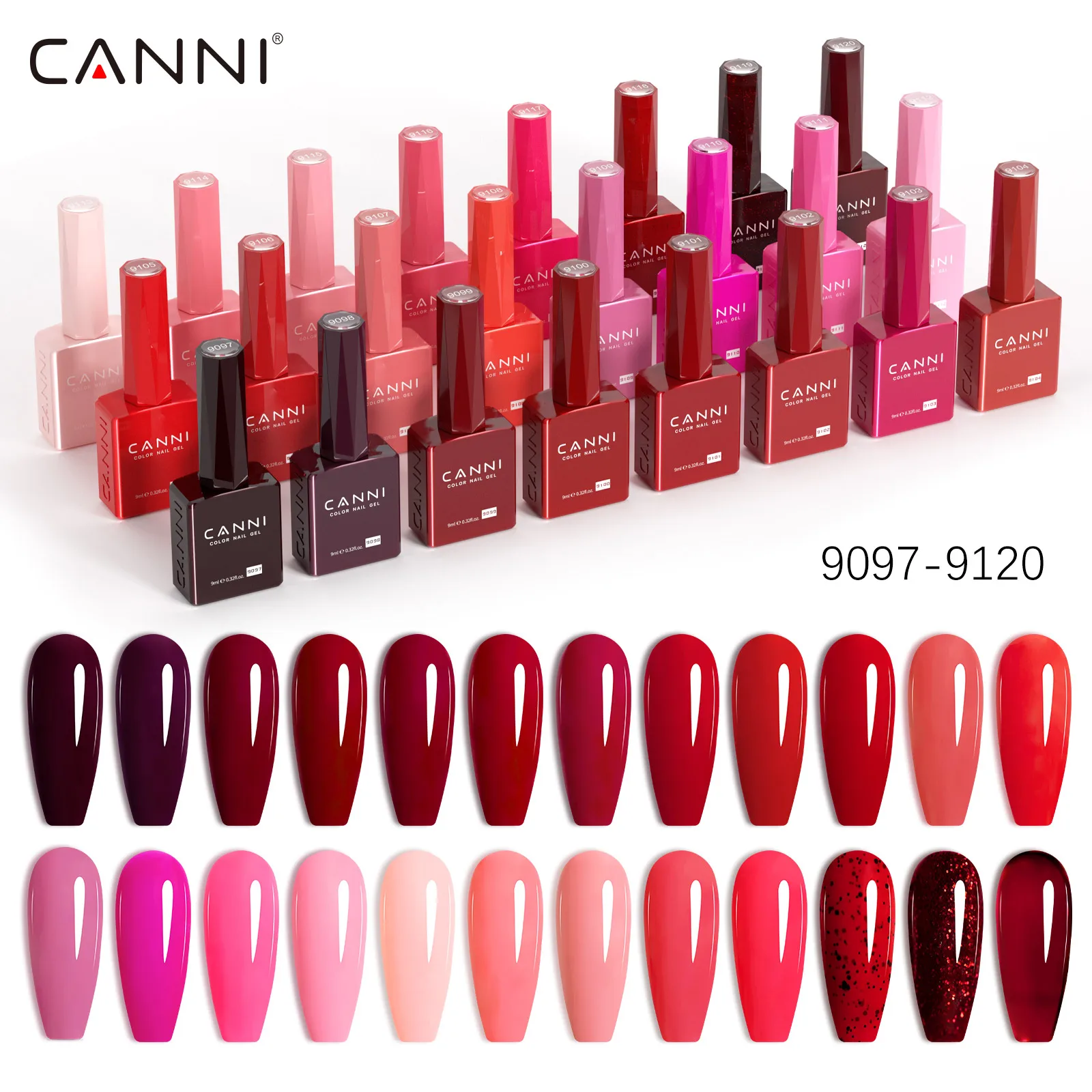 CANNI TPO/Hemmenfreier Nagelgellack, weihnachtliche rote Farbkollektion, semi-permanenter Gel-Lack, 9 ml, französisches, wunderschönes Farbgel