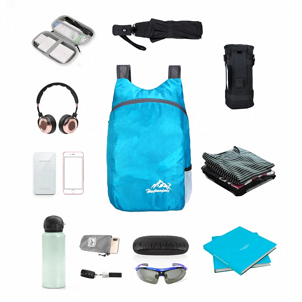 Zaino da trekking ultraleggero da esterno da 20 litri Ciclismo Viaggi Sport Borse per il tempo libero pieghevoli portatili impermeabili per attrezzature da campeggio - immagine 5