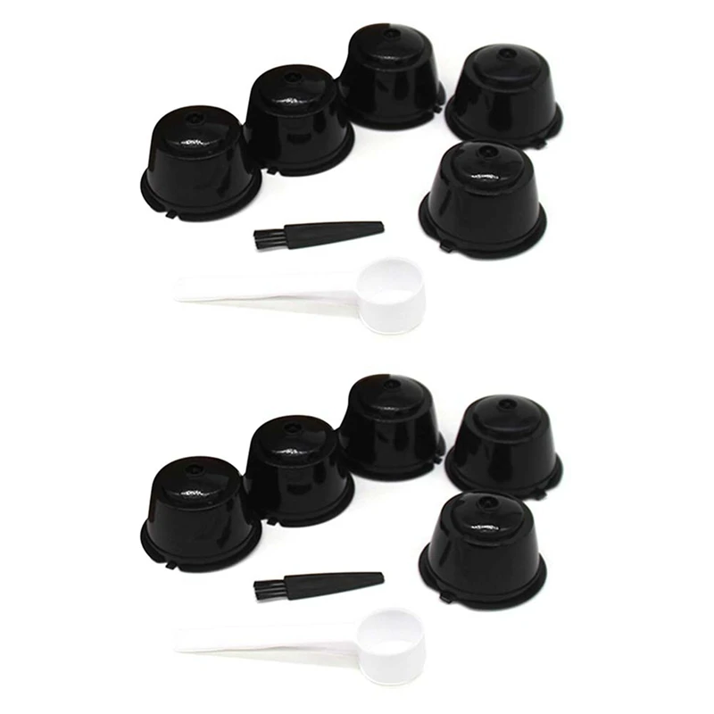 

10PCS Reusable Nestle For Dolce Gusto Coffee Capsule Filter Cup Refillable Filter Basket Caps Reusable Spoon Brush-2