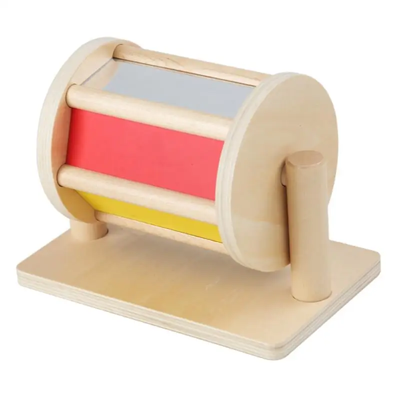 

Baby Roller Spinning Rainbow Drum 1pcs Wooden Sensory Development Toy Rolling Rattle Interesting Baby Gift