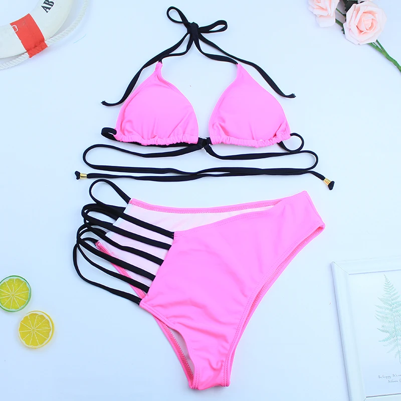 bikini sets for women Sexy Push Up Bikini Set 2022 New Patchwork Swimsuits Ruched Swimwear Women Biquini Strap Yellow Bathing Suit Summer Beachwear two piece bikini set