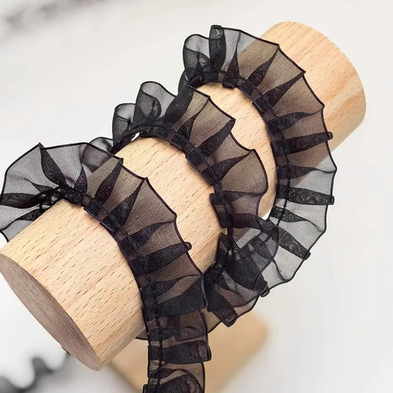 Lace Ribbon Lace Fabric Lace Sewing Accessories Lace Sewing Supplies Lace Accessories Lace Garment Accessories Lace Decoration 2.5cm Wide Color Organza Pleated Organ Tulle Lace Ribbon DIY Curtain Pillow Tablecloth Trim Toy Doll Pet Clothes Sewing Material