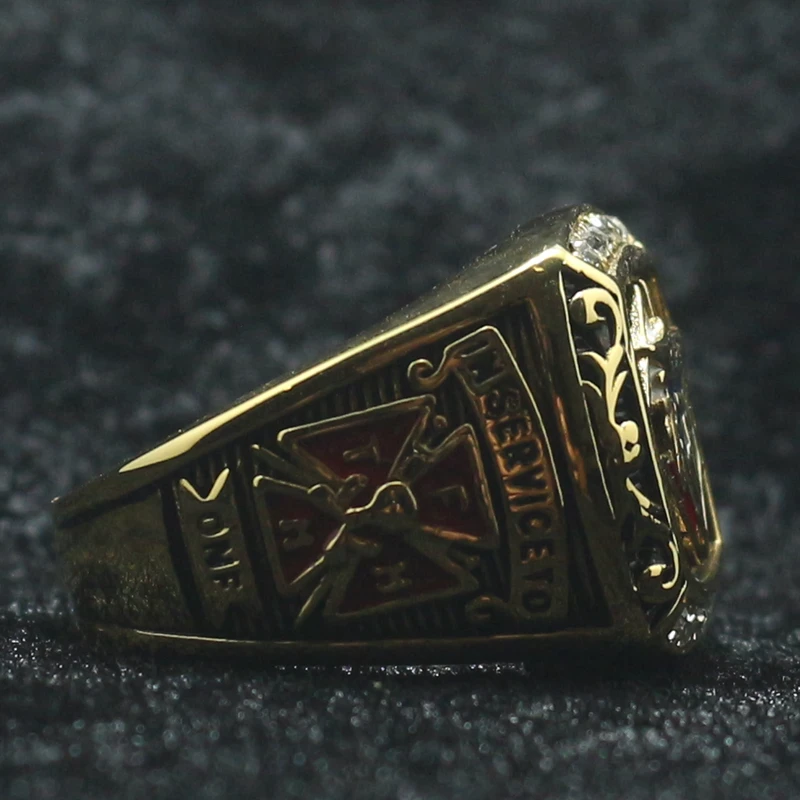 Unisex 316L Stainless Steel Gold-Color Knights of Columbus Christianity Catholicism Cross Clean Stone Ring 4