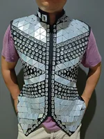 Sparkly Rhinestones Male Mirror Waistcoat Bar Nightclub Singer Stage Crystal Sequins Vest Performance Clothes Drum Dance Coat 1