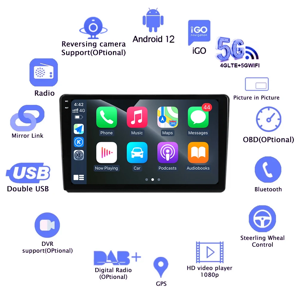 10'' Android 14 Car Radio For Jeep Wrangler 3 JK 2007-2018 Stereo Multimedia Video Player GPS  DSP BT No 2Din Head Unit Wireless