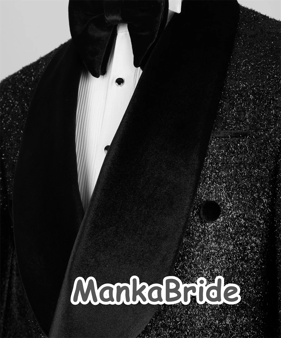 Luxury Wedding Tuxedo Black Formal Groom Men Suits 2pcs Blazer Pants Double Breasted Business Party Wear Prom Dress for Men