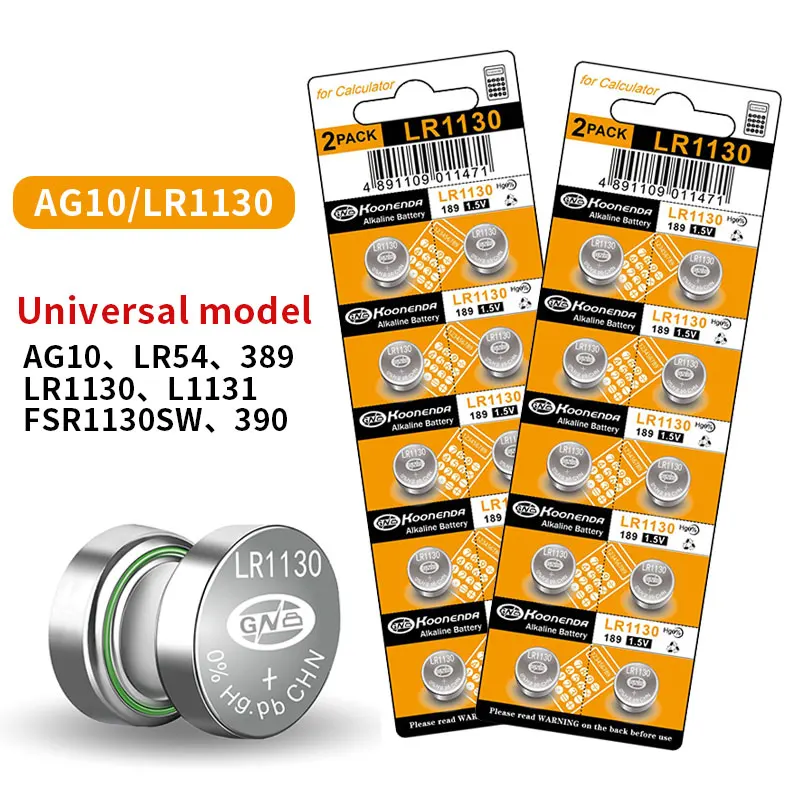 10 Pz-100 Pz Lr54 Ag10 Batteria Lr1130 Batterie A Bottone 389A 198 1.55V Cella Alcalina Sr54 389 189 Per Orologio Sveglia