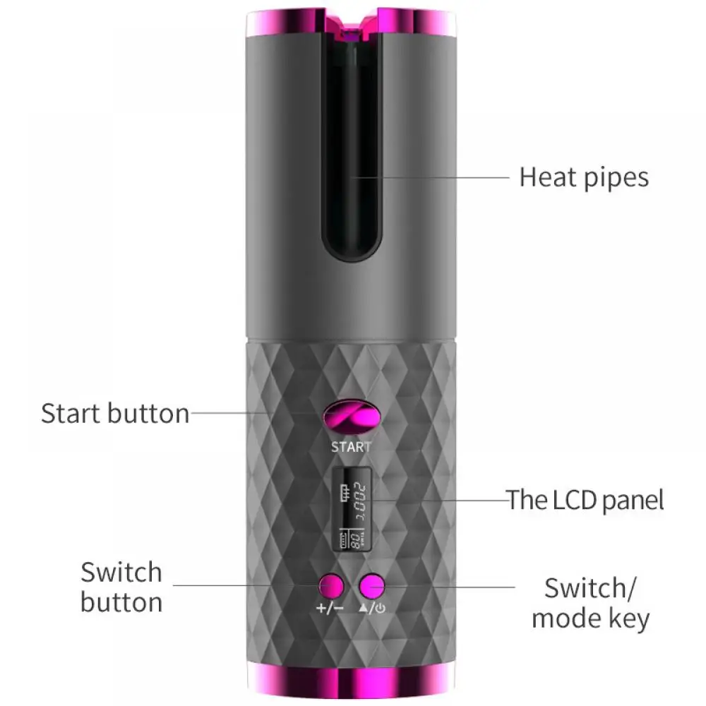 Automatic Wireless Hair Curler Cordless Rotating USB Rechargeable Curling Iron Display Temperature Adjustable Timing Hair Curler hair curler hair iron