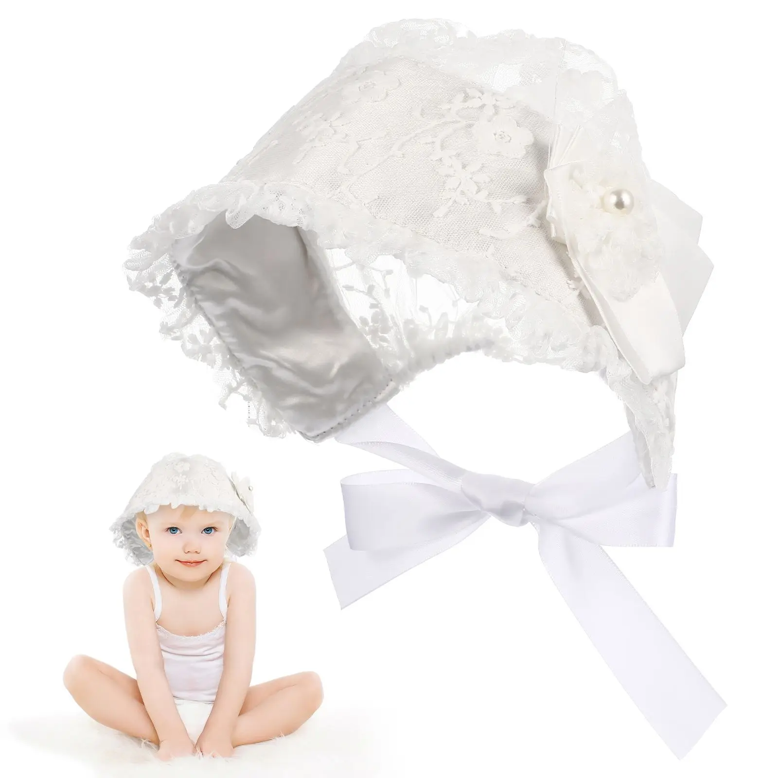 Newborn Girls Belt Lace Girls Newborn Lace Cap Hat Soft Material Outing Baby Hat Daily Use Baby Care