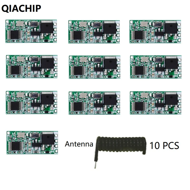 

QIACHIP 10PCS 433 MHz Wireless Remote Control Switch DC 3.7V 4.5V 5V 6V 7.4V 9V 12V 24V Mini LED Light Switch Receiver