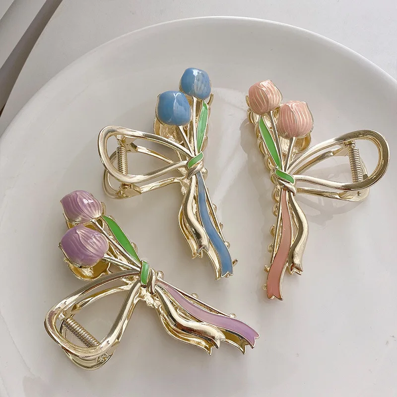 

Women's Hairpin Summer Flower Alloy Grip Large 2022 New Shark Clip Headgear Hair Clips for Girls Hair Accessories