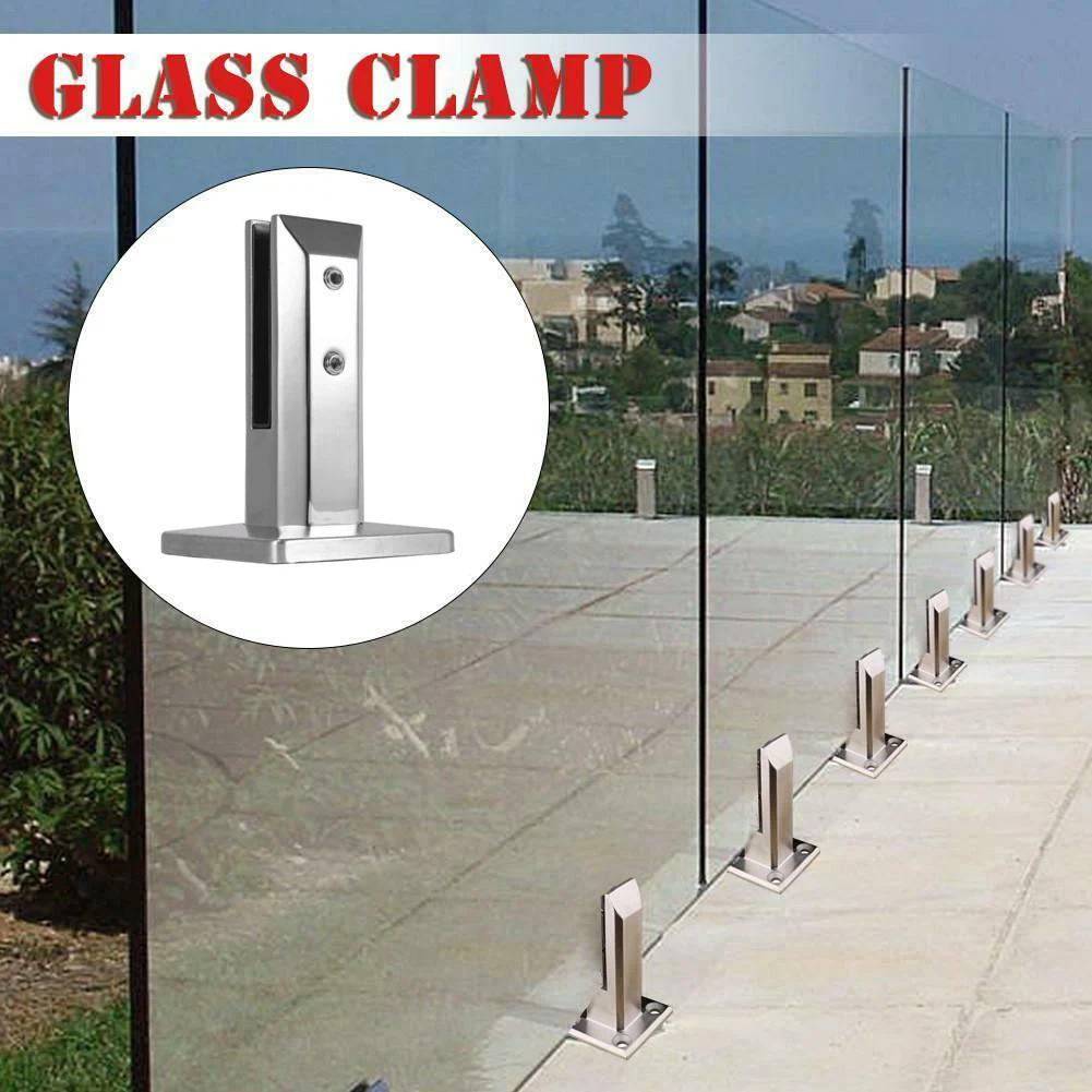 Glass Fasteners Stainless Steel Clips Heavy Duty Stainless Steel Glass Pool Fence Clip Floor Glass Stand Fix Fitting Clamp High Hardness Impact Resistance Clip