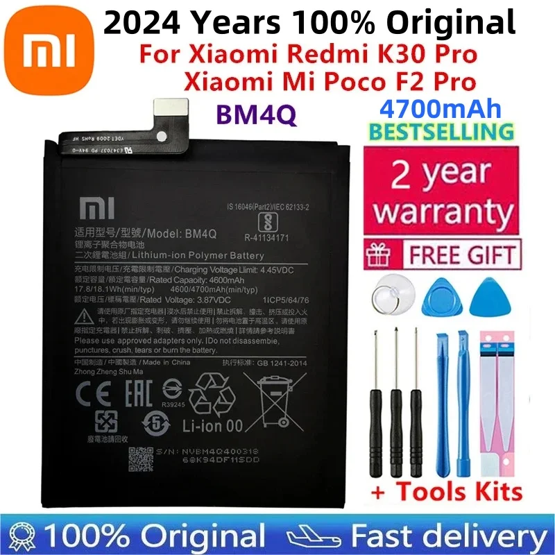 

100% Original Replacement Battery BM4Q For Xiaomi Redmi K30 Pro K30Pro Poco F2 Pro Genuine Phone Batteries Bateria 4700mAh+Tools