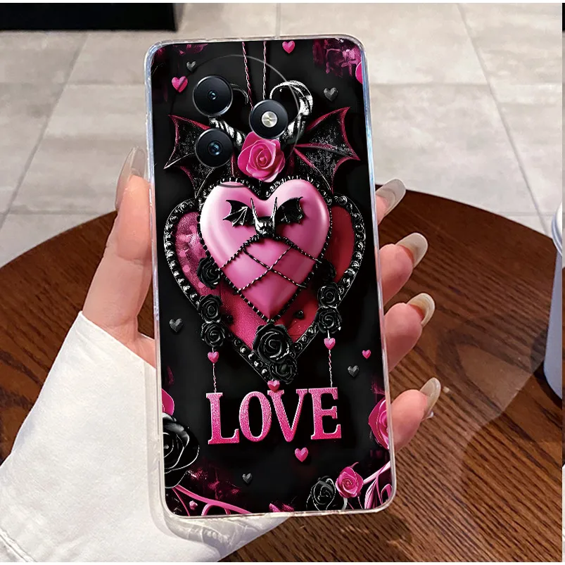 Clear Case with Cute Love Rabbit Cartoon - Luxury Soft Silicone TPU Cover