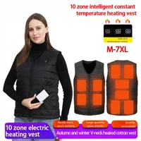 10 Area Electric Heated Vest Unisex V-neck USB Self Heating Jacket for Men Women Outdoor Heated Coat Winter Warm Clothes