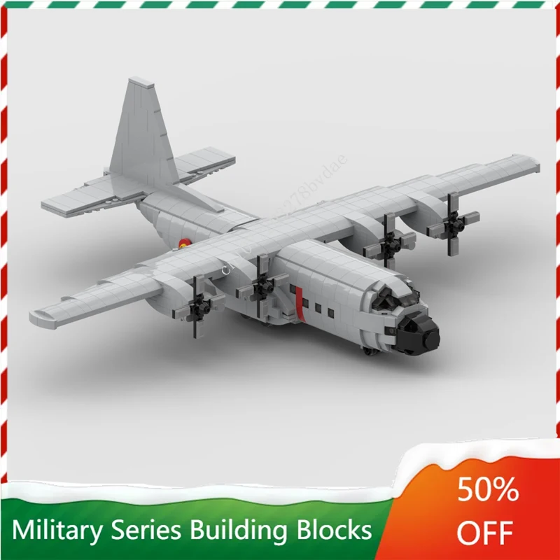 

1010PCS MOC WW2 Military Weapons C-130 Hercules Belgium Transport Aircraft Model Building Blocks Bricks DIY Assembly Toys Gifts