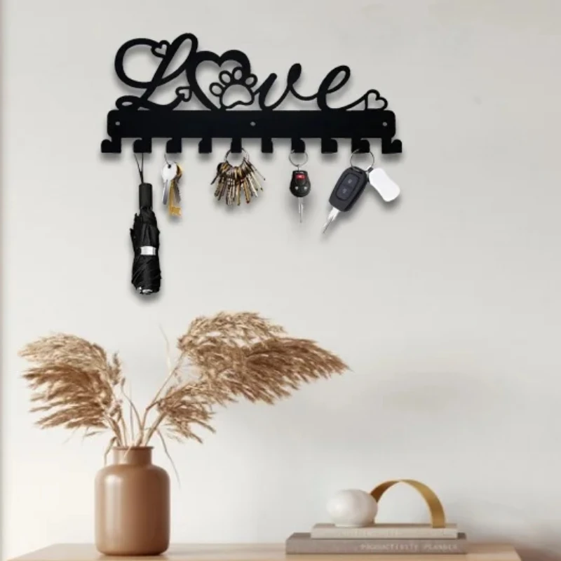 

1pc Metal Art Wall Hook, Key Holder, Love Design Wall Hook,Coat Hooks, Towel Hook, Wall Decor Wall-mounted