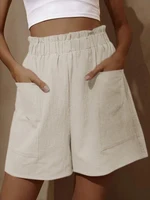 Summer New Loose Large Size Casual Shorts Women's Solid High Waist Casual Pants Two Pockets Wide Leg Pants Female Shorts Sport - Image 5