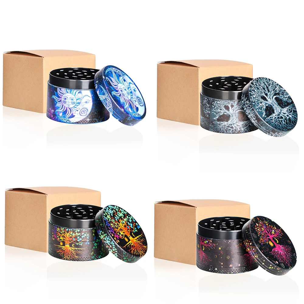 Herb Grinder Metal 4 Layer 50MM 2 Inches Smoke Accessories Cigar Zinc Alloy Pattern Travel Gift