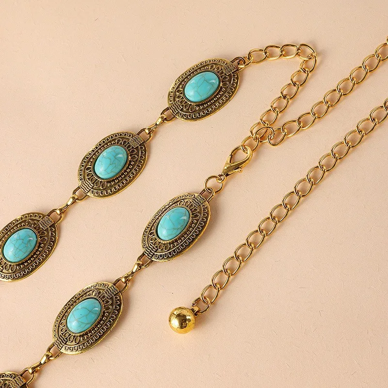 Böhmischer Taillengürtel für Damen, High-End-Vintage, geschnitzt, eingebettete Taillenkette, Damen-Taillenkette aus Metall, Damenmode-Accessoire – Detail 7