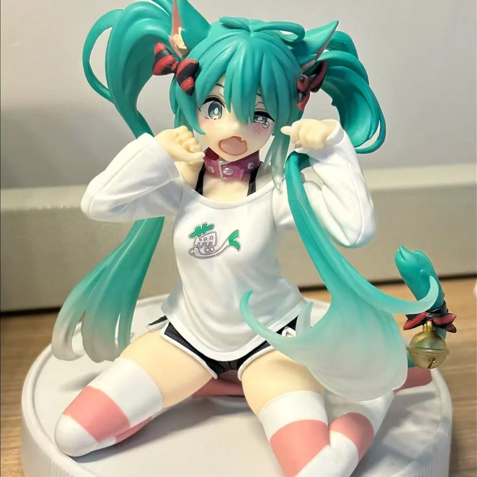 Anime Girl Figurine in Cat Ear Pajamas - Collectible Desktop Ornament Doll Gift