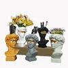 Golden Eye David Head Resin Statue,Dried Flower Fresh Flowers Vase,Makeup Brush Pen Storage Ornaments,Home Decoration Flower Pot 6