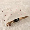 Cherry printed corduroy makeup bag, lightweight zipper makeup storage box, multifunctional bag with lining 5