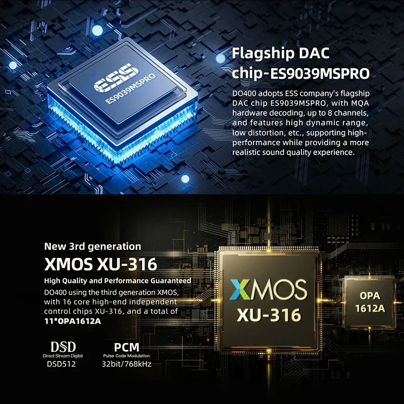 SMSL DO400 Decoder Fully Balanced Audio Headphone Amplifier ES9039MSPRO MQA-CD DAC Bluetooth 5.1 Digital Headphone Power AMP