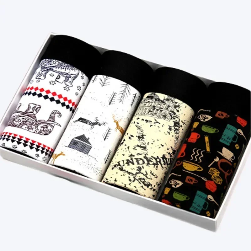 

4 шт./комплект, мужские трусы-боксеры с принтом