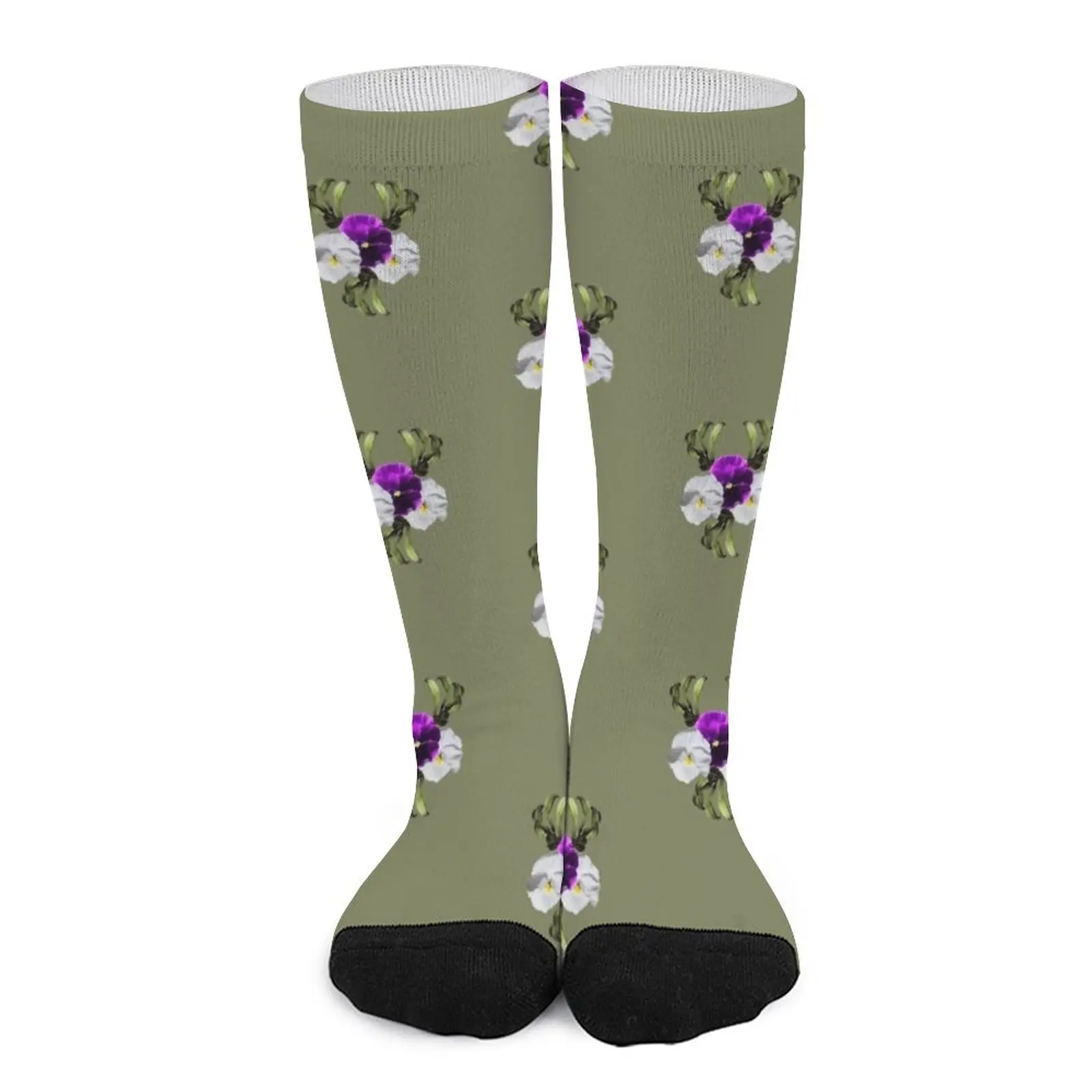 

Pansies with Kangaroo Paw on Green Socks Funny socks luxury sock valentine gift ideas