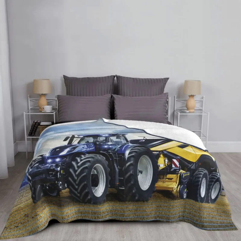 

Cool Car Tractor Pattern Blankets Flannel Printed Multifunction Ultra-Soft Throw Blankets for Home Car Bedspread