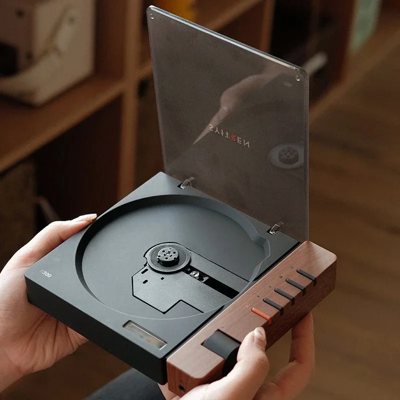 ポータブルワイヤレスCDプレーヤー,エレガントでレトロ,Bluetooth,hfi